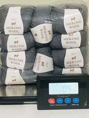 10 NWT (48g+ each: 480g+ total) 100% Merino Wool Yarn by Mengchu in Stormy Gray